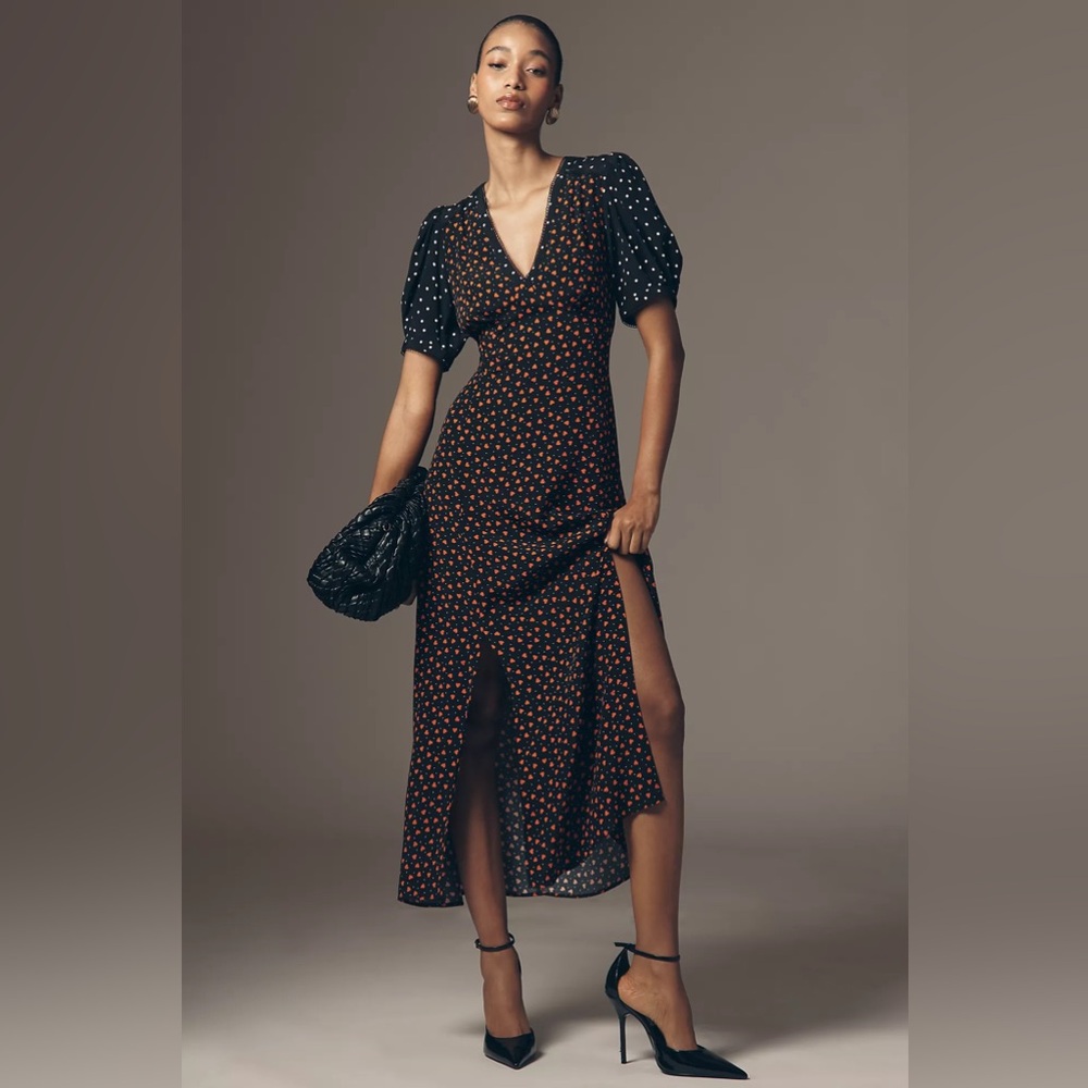 Maeve V-Neck Playful but Poise ♥️Heart Print A-Line Maxi Dress NWT Anthropologie - Picture 11 of 11